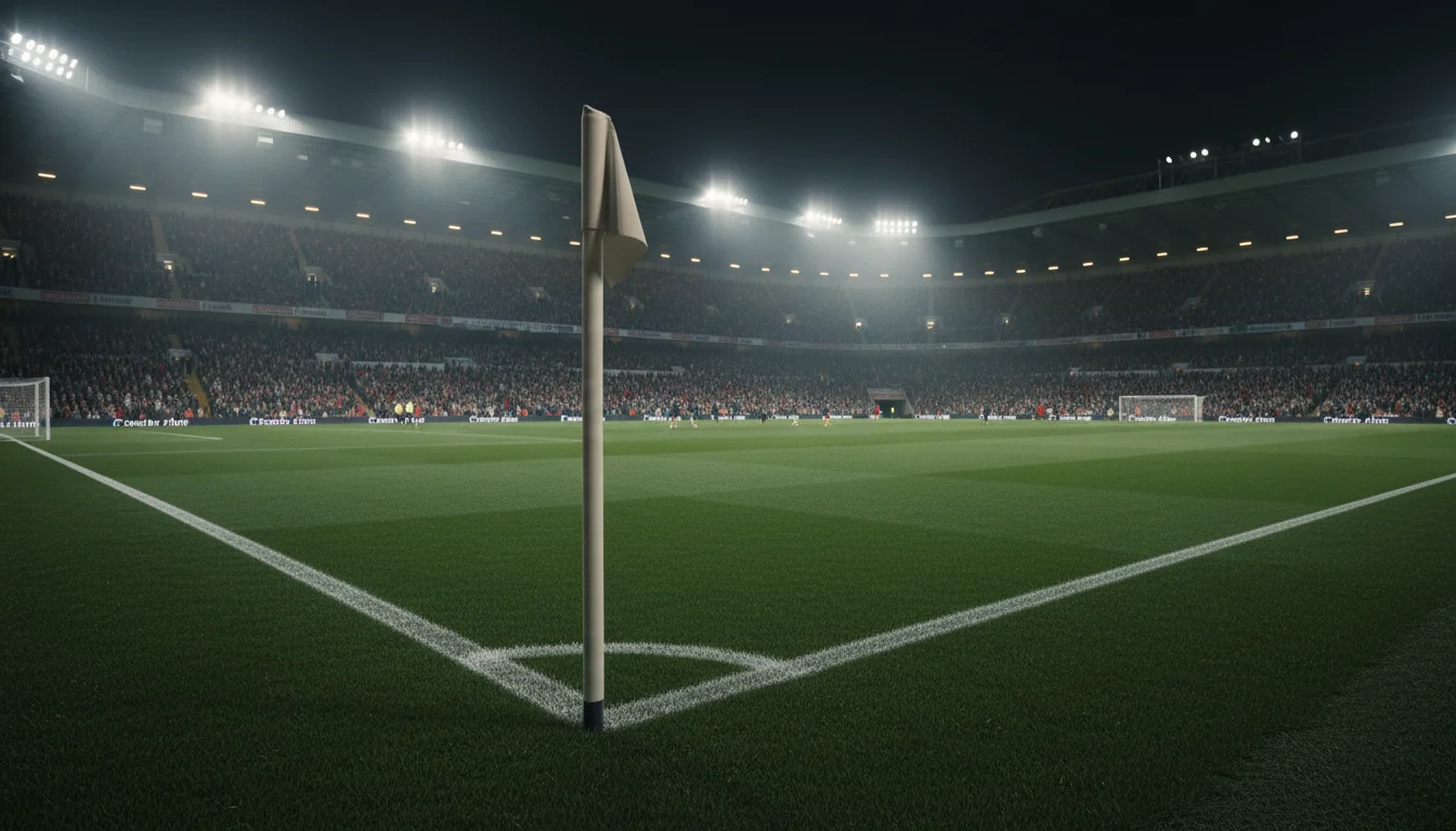 Stade de football anglais de Premier League avec pelouse impeccable sous les projecteurs